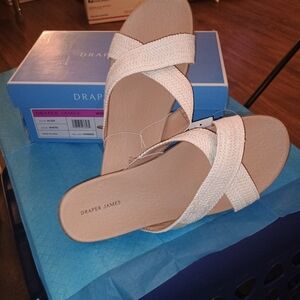 Draper James White Cross-Strap Flats